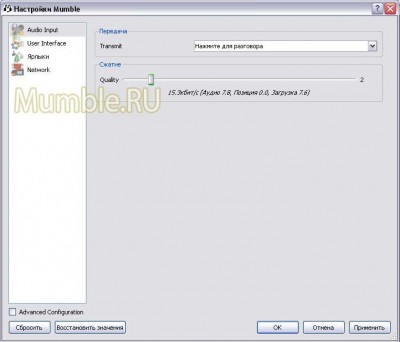 Вкладка Audio Input 2